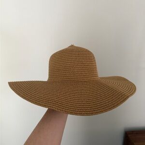 Wide Brim Straw Sun Hat - Tan